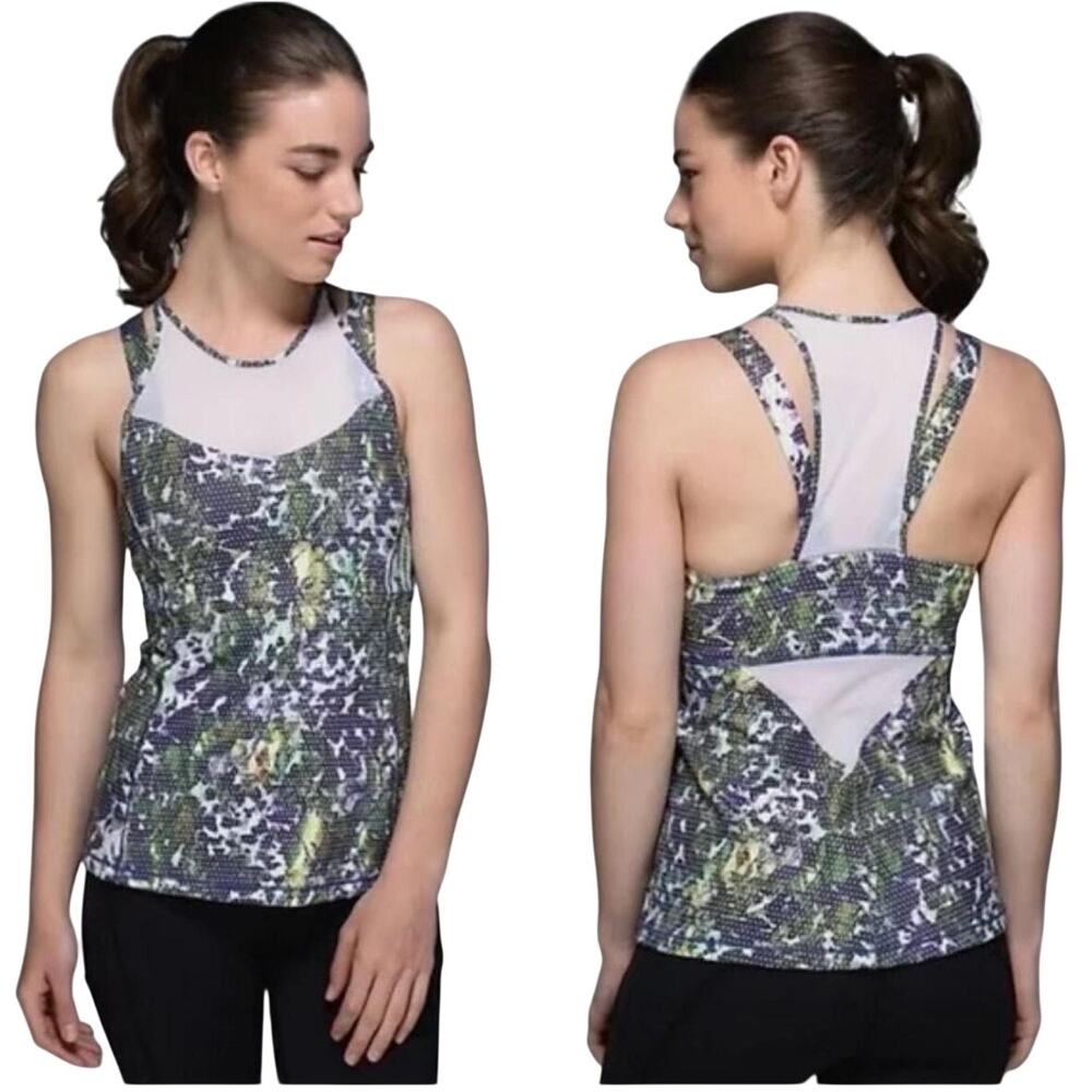 Lululemon Running In The City Tank Top Purple Green Mesh Workout Luxtreme 6